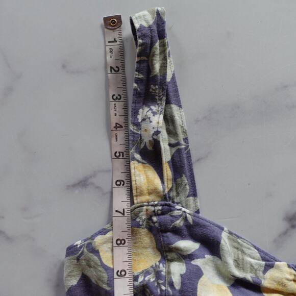 Abercrombie & Fitch Tank Top Womens Large Blue Lemon Linen Cropped Smocked - Picture 7 of 9